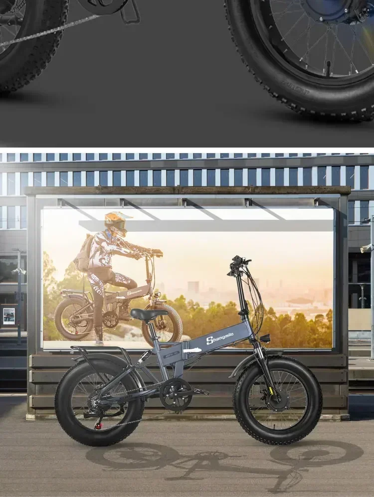 MX21 Mountain Electric Bike 2000W Dual drive 48V15AH Removable battery 20*4.0 Fat Tire Portable E-bicycle Foldable City E-Bike