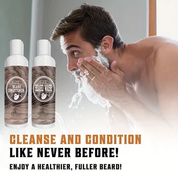 Beard Shampoo & Conditioner - Beard Wash Natural Beard Care with Tea Tree Oil, Argan Oil & Vitamin E for Softness, Strength