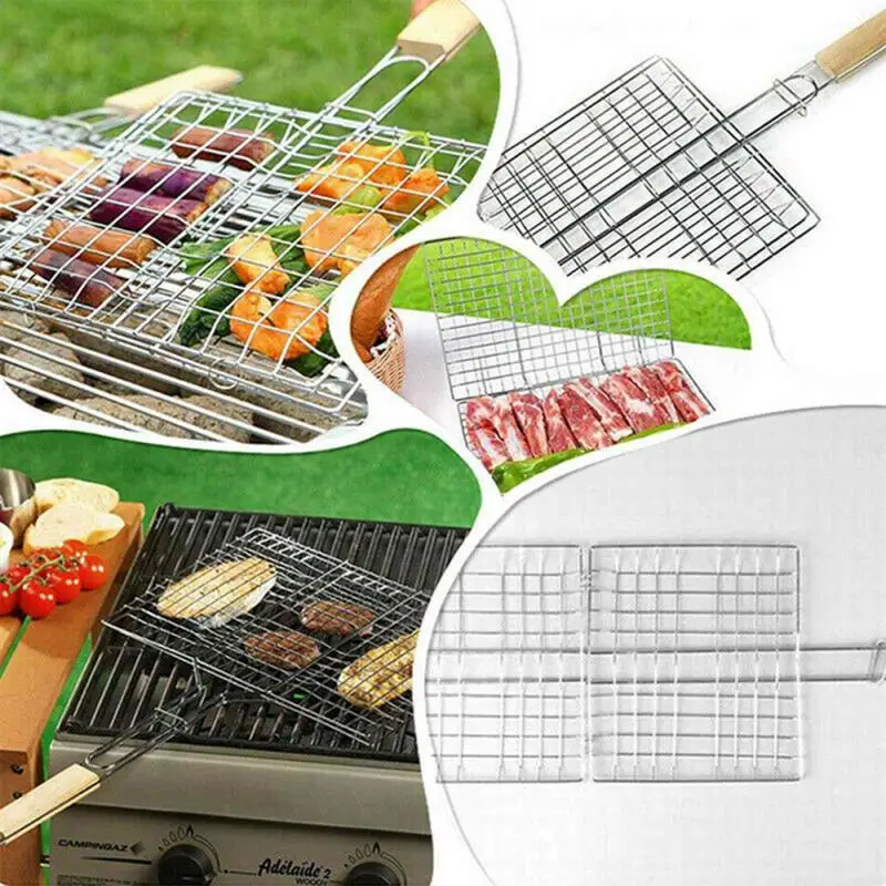 2/5PCS Non-Stick Grilling Basket Grill Mesh Mat Meat Vegetable Steak Picnic Party Barbecue Tool Heat Resistant Grill Sheet Liner