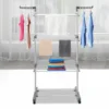 Modern 4 Tiers Metal Clothes Drying Rack Rectangular Folding Rolling Dryer Hanger Free Stand Laundry Organizer Gray/Blue 5