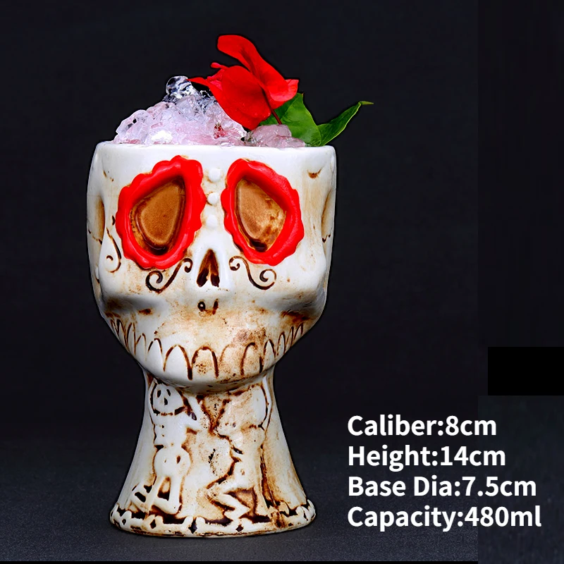 Hawaiian Ceramic Tiki Mug - Creative Cocktail Cup and Halloween Bar Gift