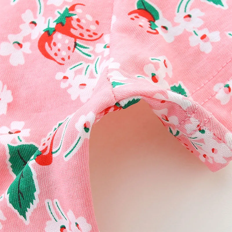Kids Clothes Baby Girls 2025 Summer New Children's Clothing Toddler Princess Cotton Strawberry Flowers Dress