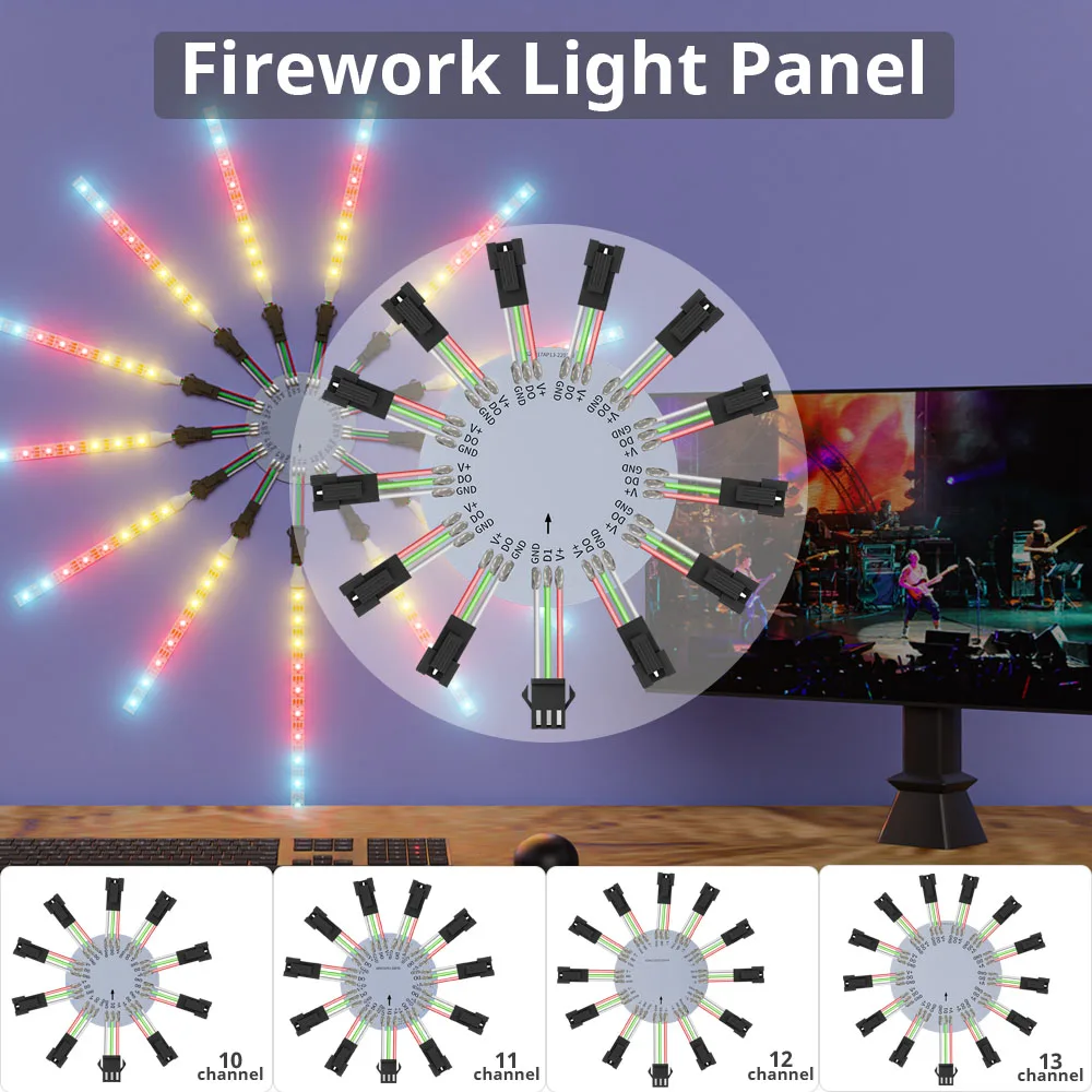 

WS2811 WS2812B Led Firework Lights Round Module 10 11 12 13 Channels For 3Pin 5050 RGB Individually Addressable Pixel Strip