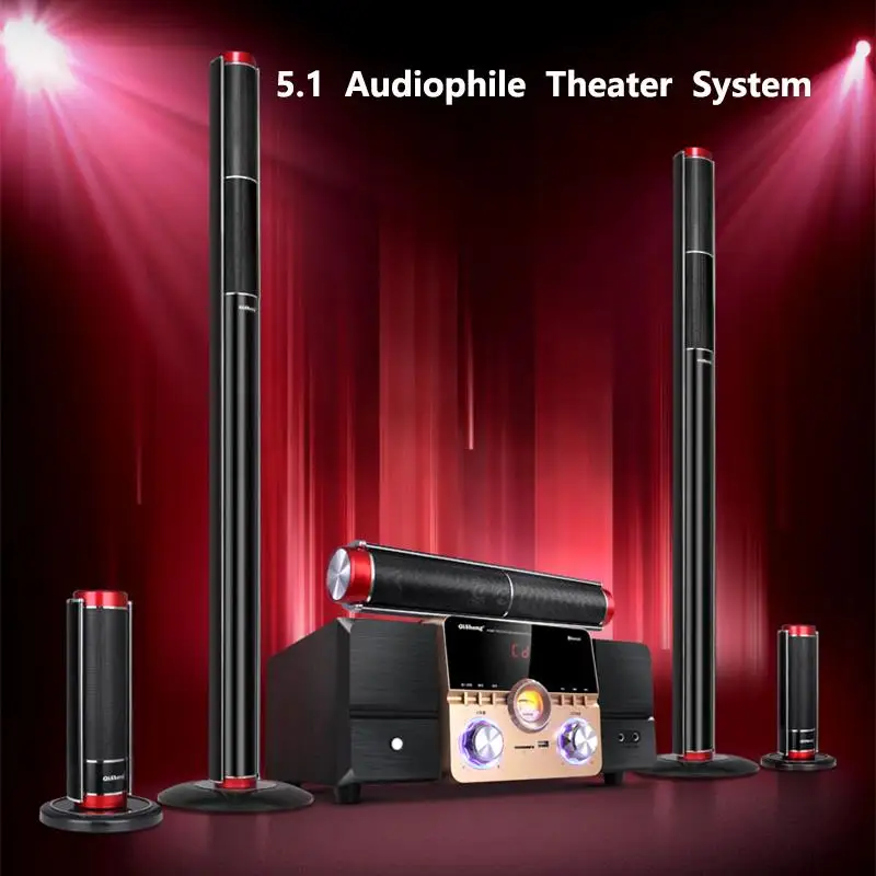 Bluetooth 5.1 High Power HiFi Fever Subwoofer Surround Stereo Active Speaker Wooden 8&Omega; Fiber Coaxial TV Home Theater Audio Set