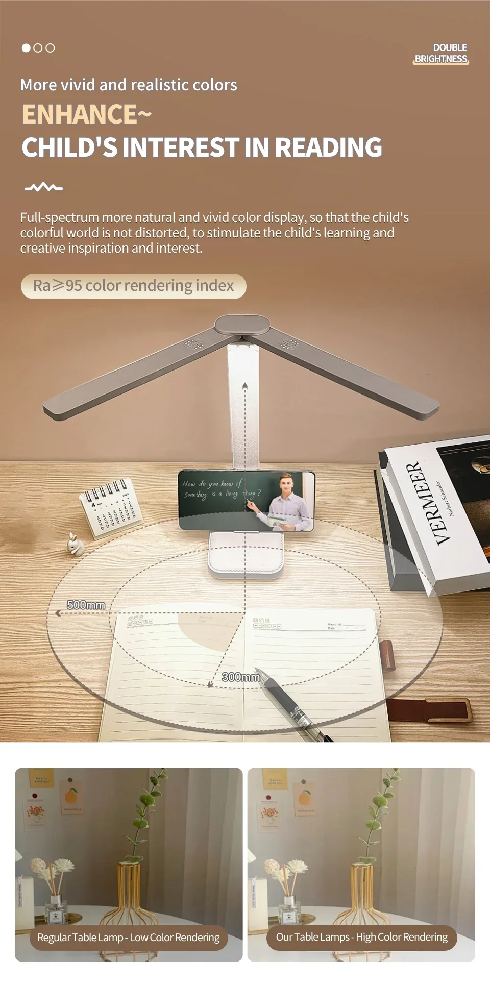 Description Picture 6 of itemCreative LED Desk Lamp USB Rechargeable 3 Levels Dimmable Touch Table Lamp Foldable Bedside Desk Eye Protection Reading Lamp