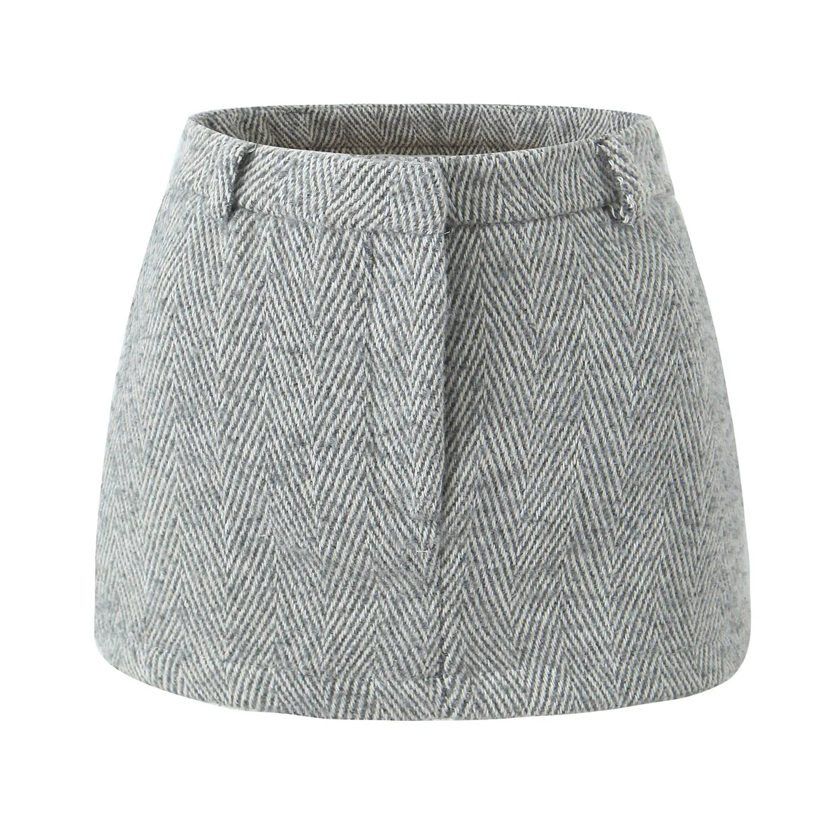 2 Pieces 1 Set CHILL Notched Tweed Weave Oversized Blazer High Waist Package Hips A-line Mini Skirt Suits Matching Gray