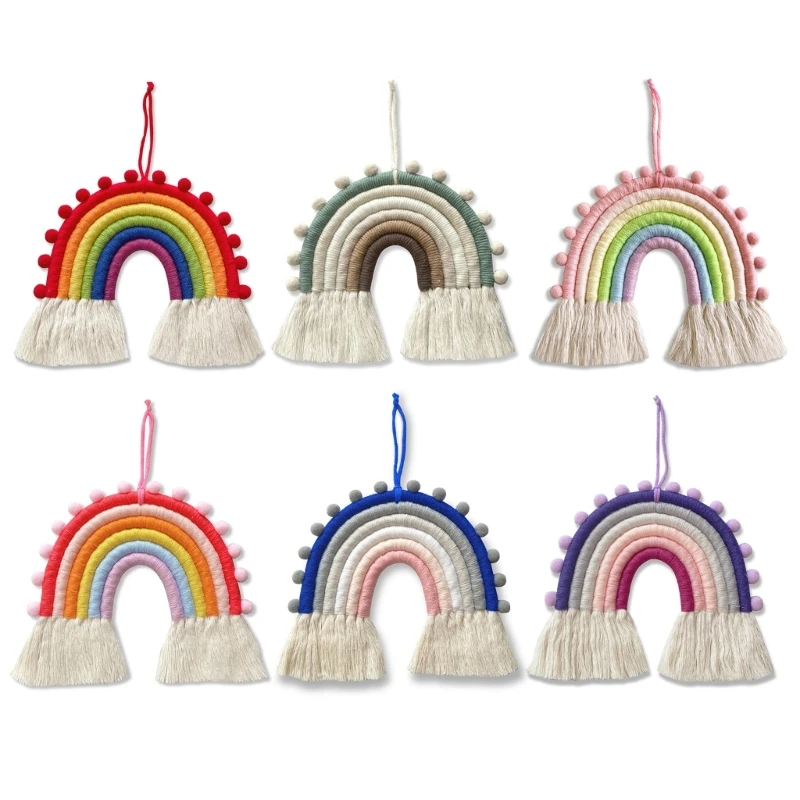 

6 Lines Macrame Tapestries Woven Rainbow Decoration Home Wall Hanging Ornaments