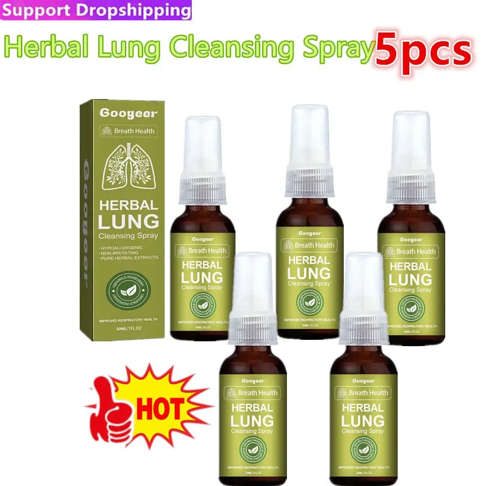 

5x 30ml Lung Herbal Cleanser Spray Smokers Clear Nasal Mist Anti Snoring Congestion Relieves Solution Clear Dry Throat Breath