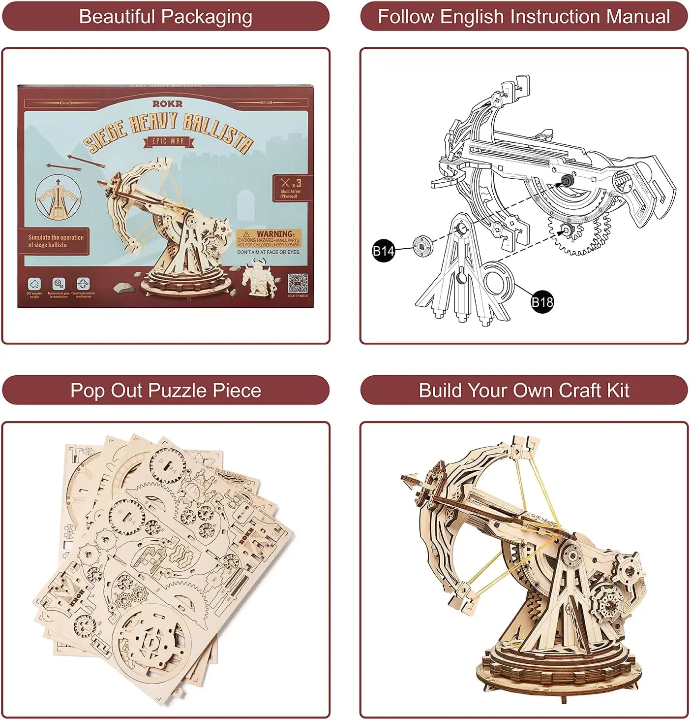 Robotime Rokr 3D Wooden Puzzle for Adults Teens Construction Model Kits for Adults to Build - Image 5