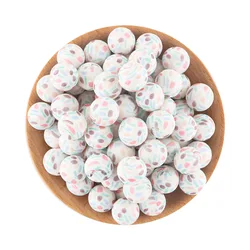 Set of 10 Pink Silicone Round Beads for DIY Jewelry and Accessories (NO.121)