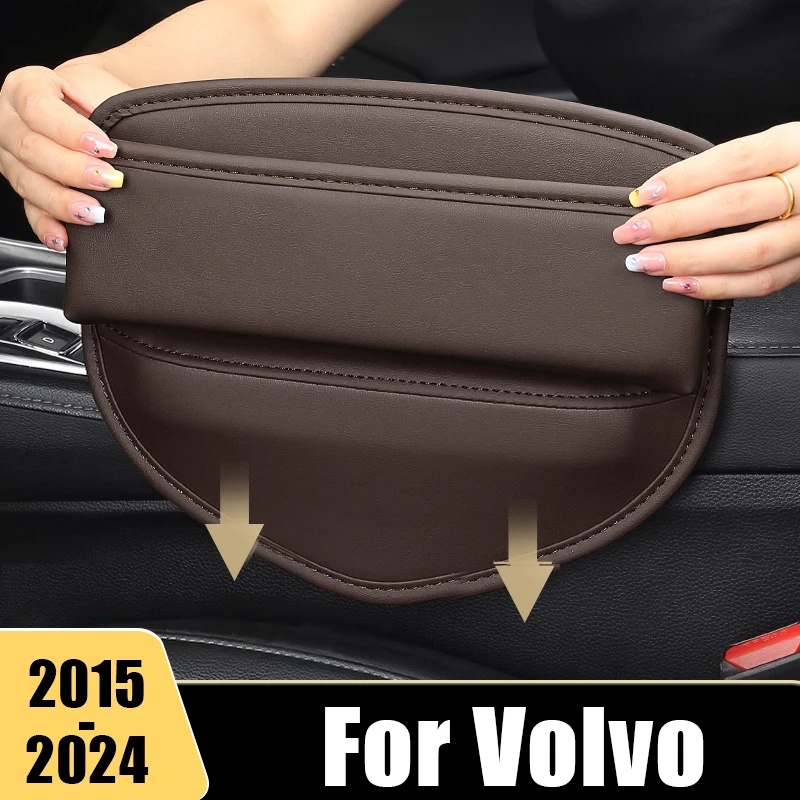 

For Volvo XC60 XC90 S90 V90 2015-2017 2018 2019 2020 2021 2022 2023 2024 Leather Car Seat Crevice Storage Box Universal Pocket