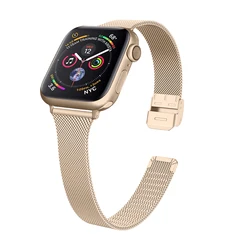 Sleek Stainless Steel Milanese Loop Watch Strap - S9 - S1 38 40 41mm (Vintage gold)
