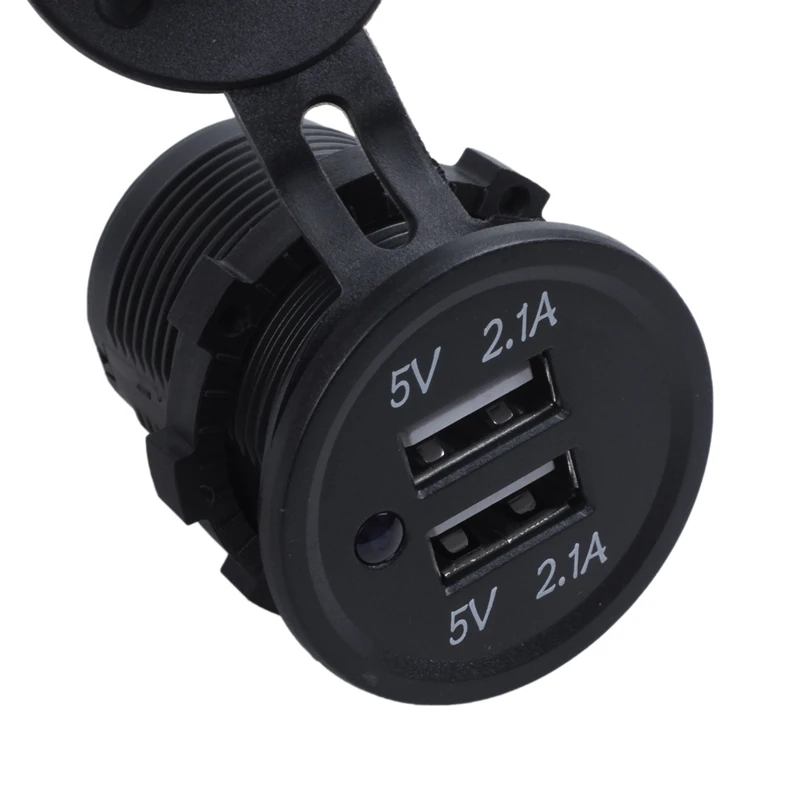 12V-24V Car Vehicle Waterproof 5V 2.1A + 2.1A Dual USB Power Sockets Outlet