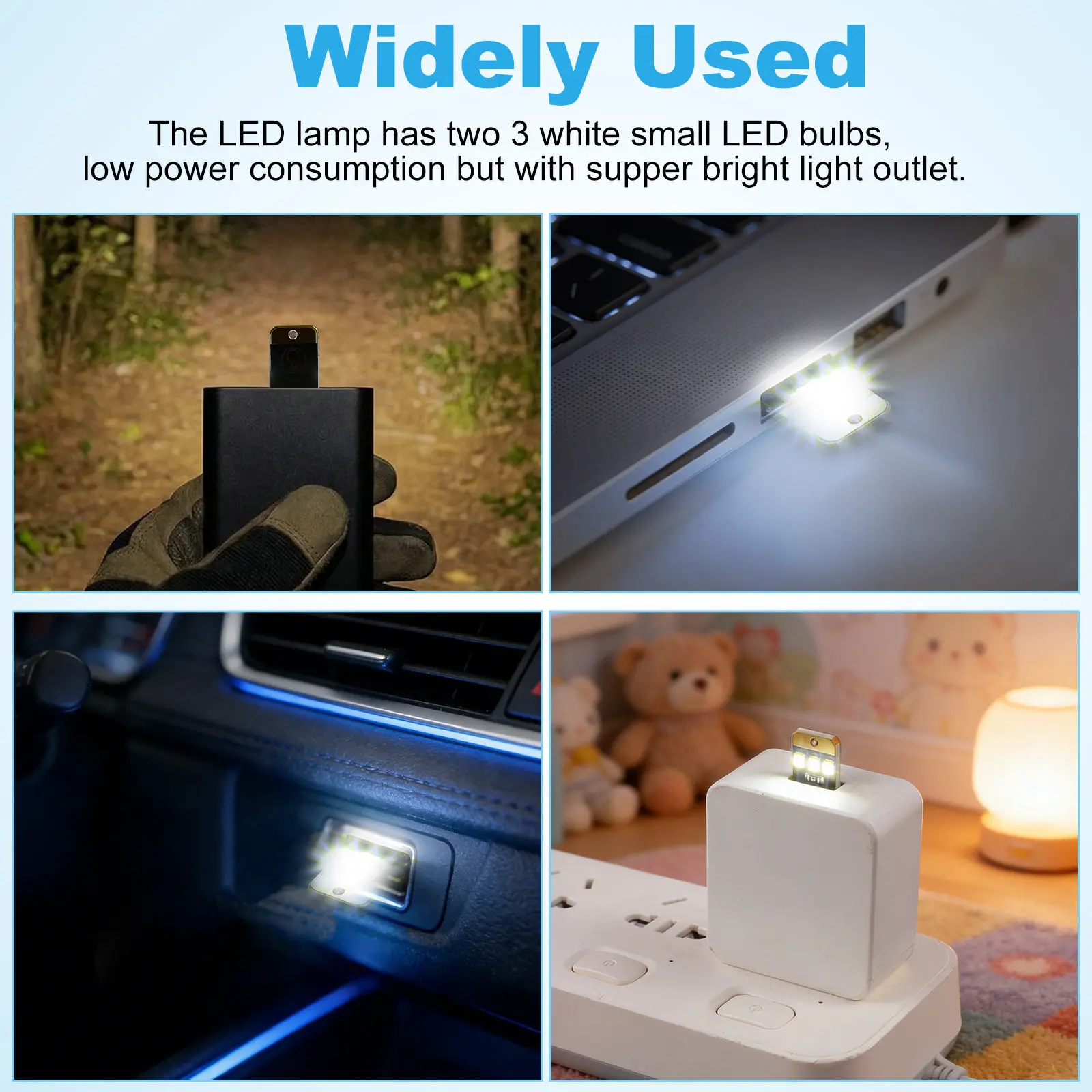 5Pcs 미니 USB LED 라이트 초박형 휴대용 키 체인 램프 밝은 키보드 독서 램프 노트북 비상 캠핑을위한 LED 전구