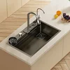 Kitchen Accessories Digital Waterfall Sink Kitchen Sink Stainless Steel Dishwashing Basin Multi-Function Large Single Tank 2