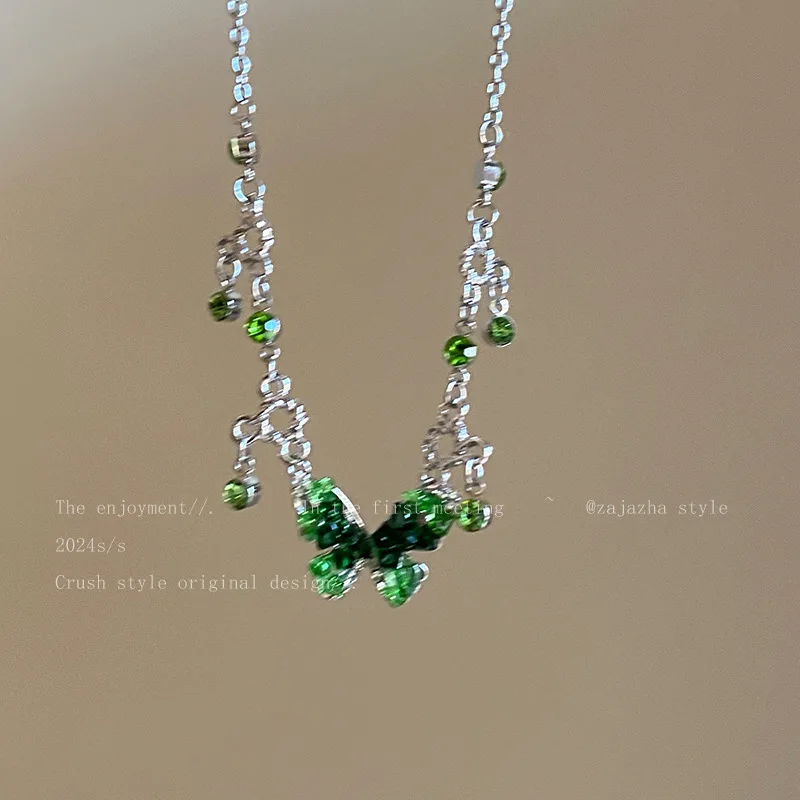 2024 جديد الحلو الأخضر التدرج فراشة شرابة الطبقات...