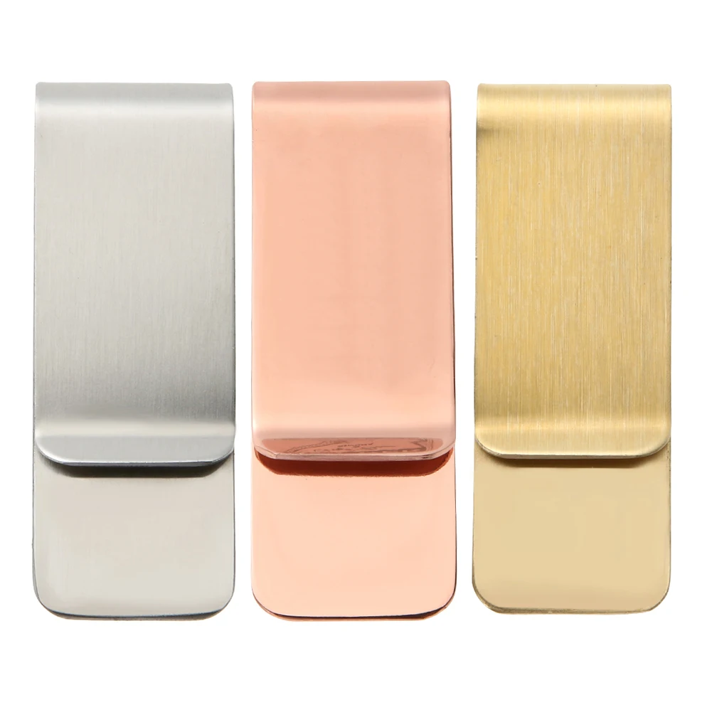 Metal Money Clip Vintage Solid Brass 1.5mm Thickness Wallet Men Cash Bill Clamp Holder ID Credit Card Folder For Male Mini Purse
