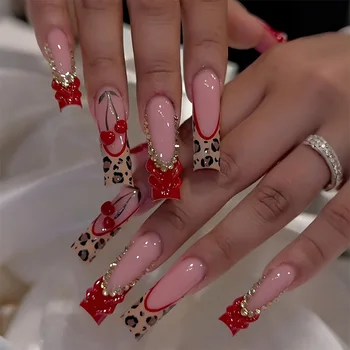 Leopard Cherry Nails 1