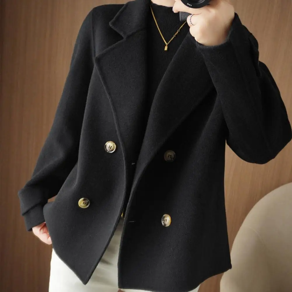 

Women Double-breasted Coat Stylish Women's Double-breasted Trench Coat with Notch Collar Thick Winter for Cold for Fall/winter