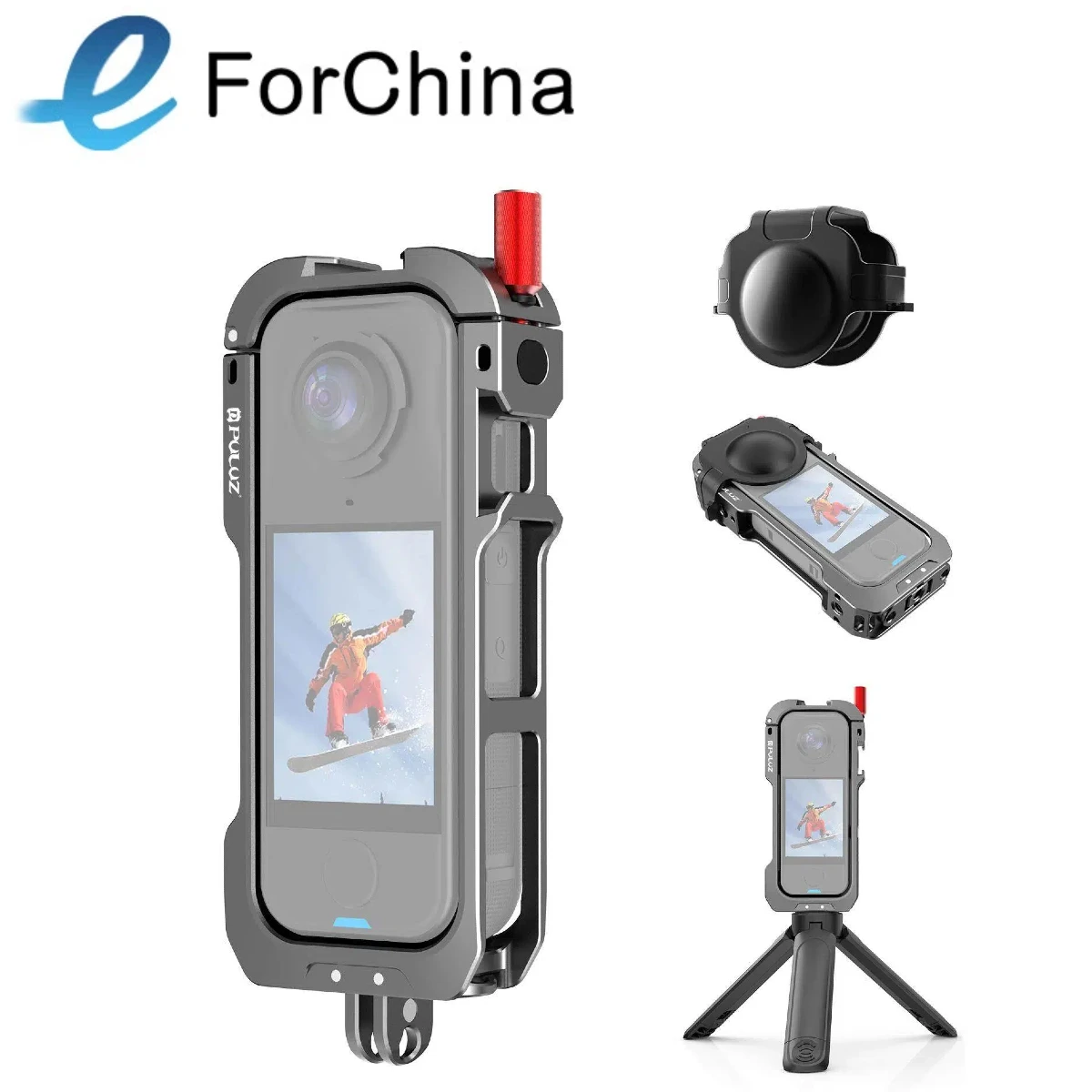 For Insta360 X4 Air PULUZ Metal Protective Cage Expansion Frame with Cold Shoe Bases & Lens Cover