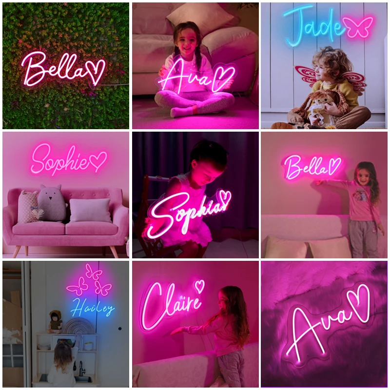 Enseigne au néon LED personnalisée, logo privé bricolage, lettre personnelle, chambre à coucher de mariage, fête d'anniversaire