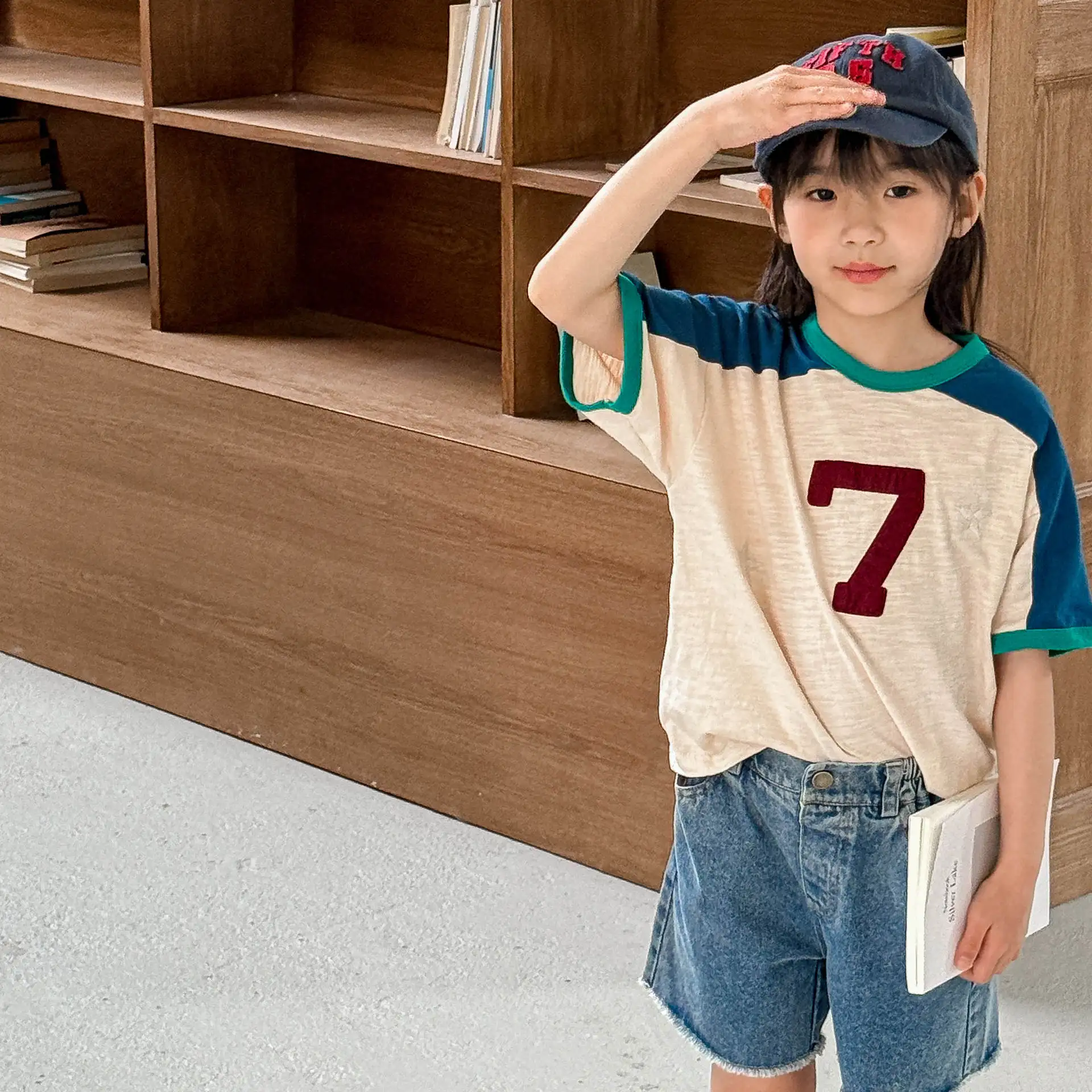 MILANCEL Kinder Sommerkleidung Koreanisches Kinder-T-Shirt Patchwork Raglanärmel Jungen T-Shirts Mädchen Casual Tops 1-6Y – Detail 2