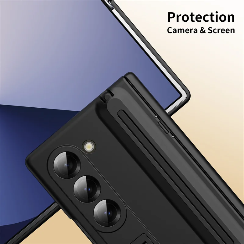 Luxury Hinge Protection Case with Stylus and Kickstand, Drop-Proof Cover