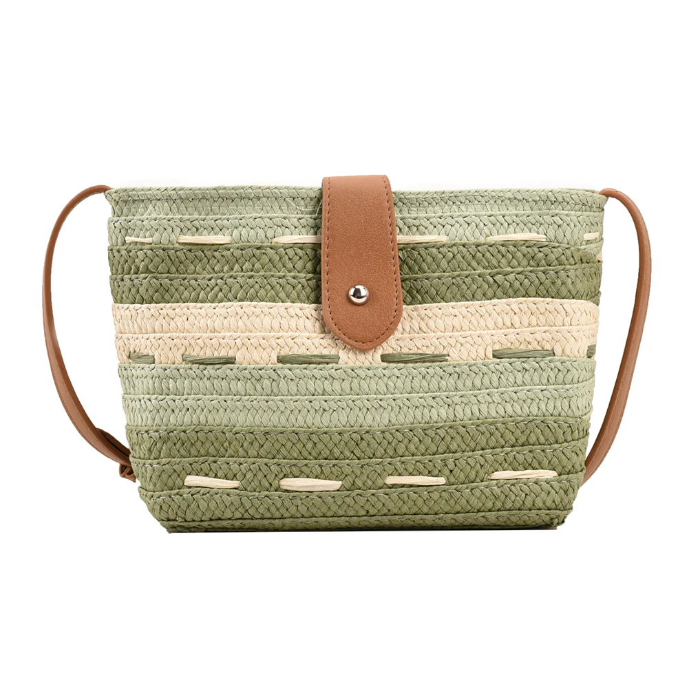 Crossbody Bag Handmade Ladies Woven Bag Fashion Casual Simple Portable Gradient Color Elegant Paper Rope for Seaside Holiday