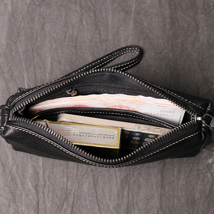 New Arrival Men's Genuine Leather Clutch Soft Long Wallet Fashion Cowhide Phone Bag