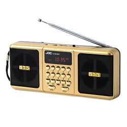 Wireless Portable FM Radio Speaker with Rechargeable Battery and MP3 Player Support (Golden)