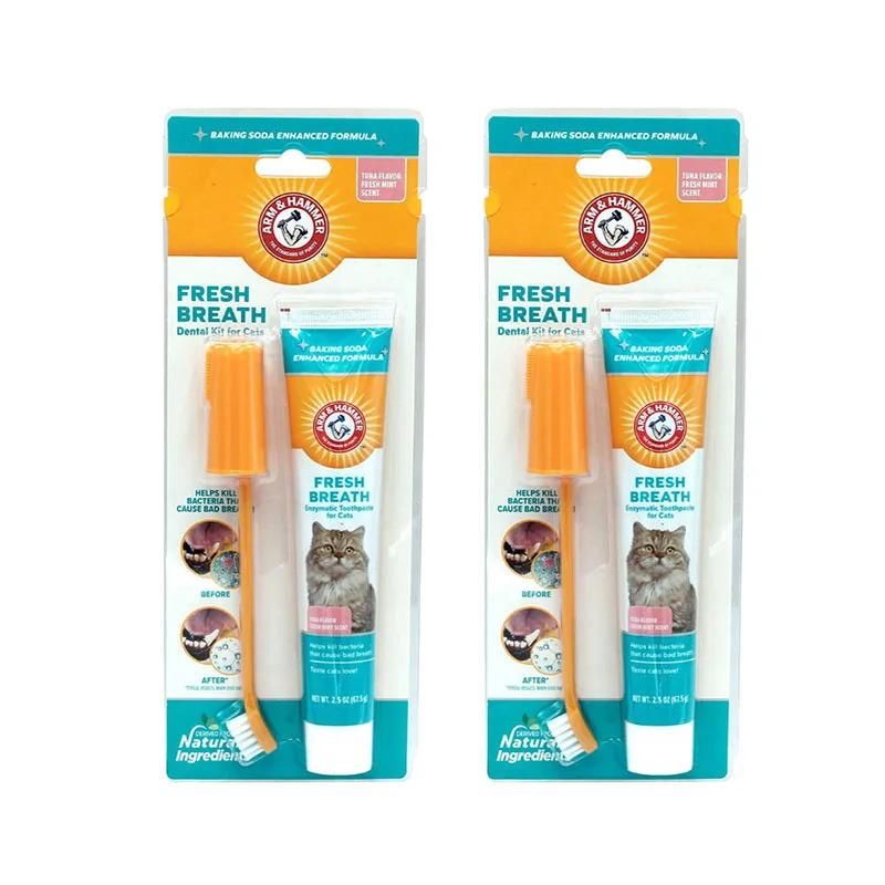 

2 X Oral Dental Care Kit for Cats, Toothbrush, Toothpaste, Fingerbrush, Reducing Tartar Buildup, Clean Teeth And Freshen Breath