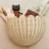 Scalloped Wicker Baskets For Wall Natural Woven Rattan Organizer Scalloped Home Decor Storage For Living Room Study Nursery 4