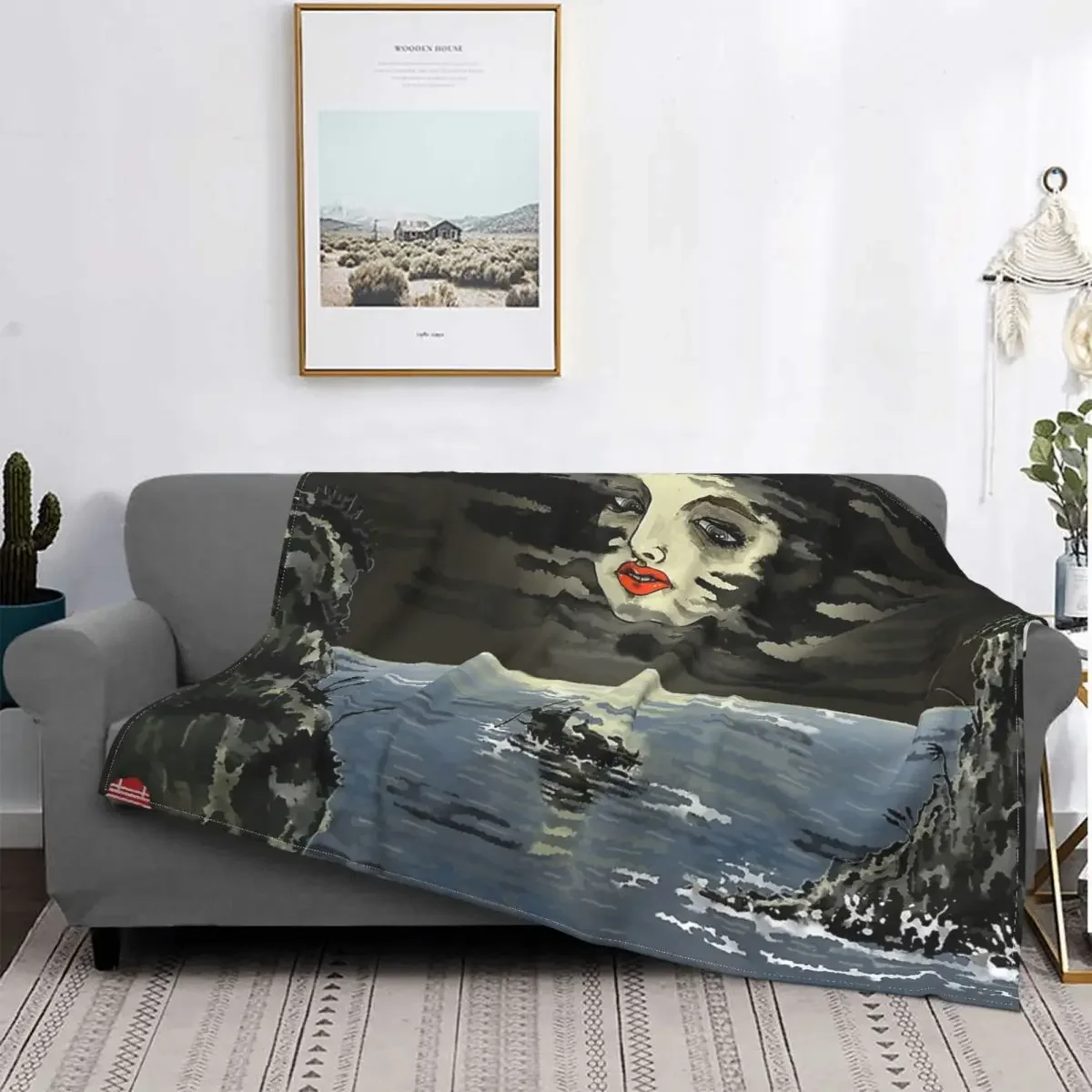 

Culture Blanket Flannel Spring Autumn Moon Between Clouds Warm Throws For Winter Bedding