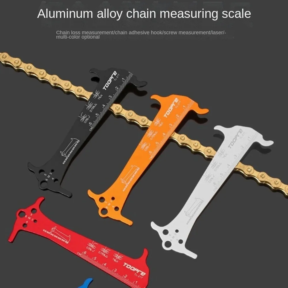Bike Chain Checker Multi-function Screw Diameter Bike Chain Measuring Ruler Aluminum Alloy Chain Gauge Measurement Checker