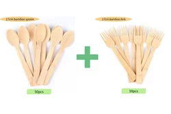 Eco - Friendly Bamboo Tableware Set - Biodegradable & Reusable Cutlery (Spoons and forks)