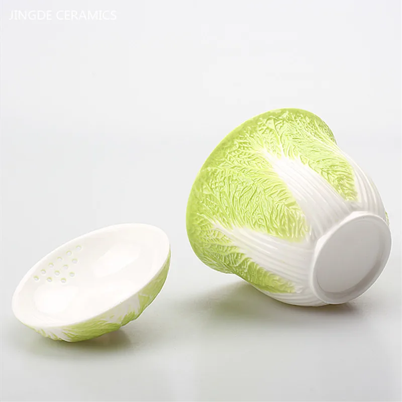 Creative Chinese Cabbage Model Gaiwan Hand Grip Tea Bowl Ceramic Teaware Handmade Tea Cup Chinese Accessories