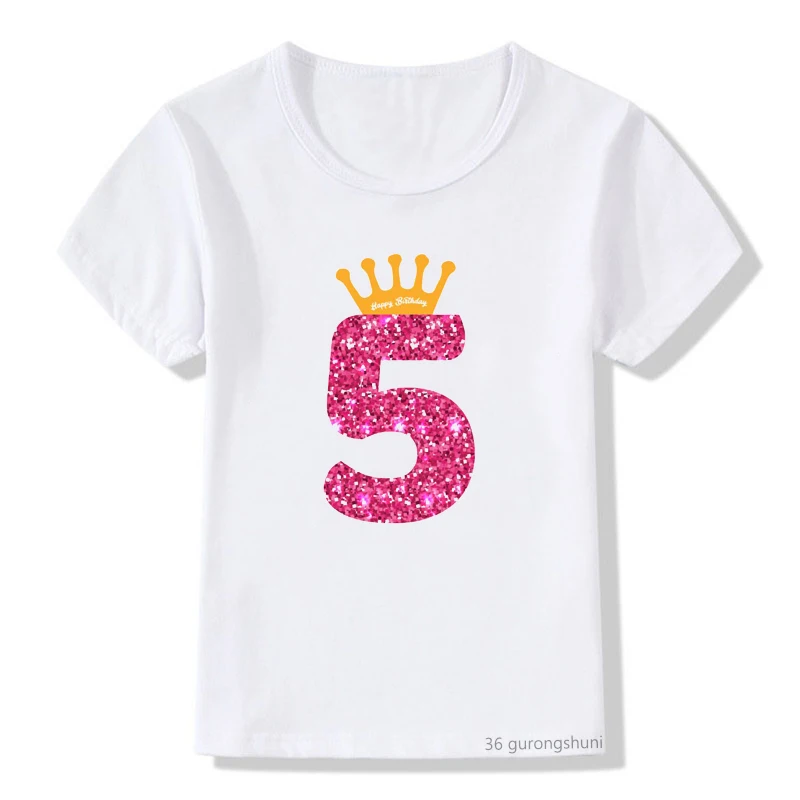 2024 Queens Crow Happy Birthday Gift Girls Print T Shirt Girls/boys T Shirts for Kids Birthday Clothes T-shirt Custom Your Name