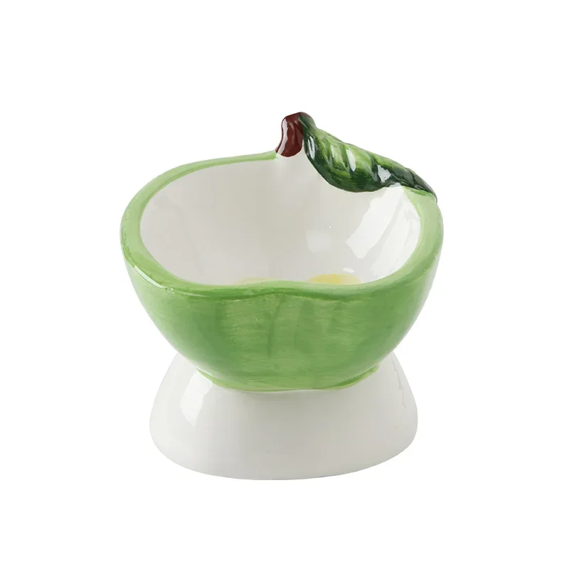 Cat bowl ceramic cat food water bowl high foot oblique mouth neck protection anti-knock large diameter cute