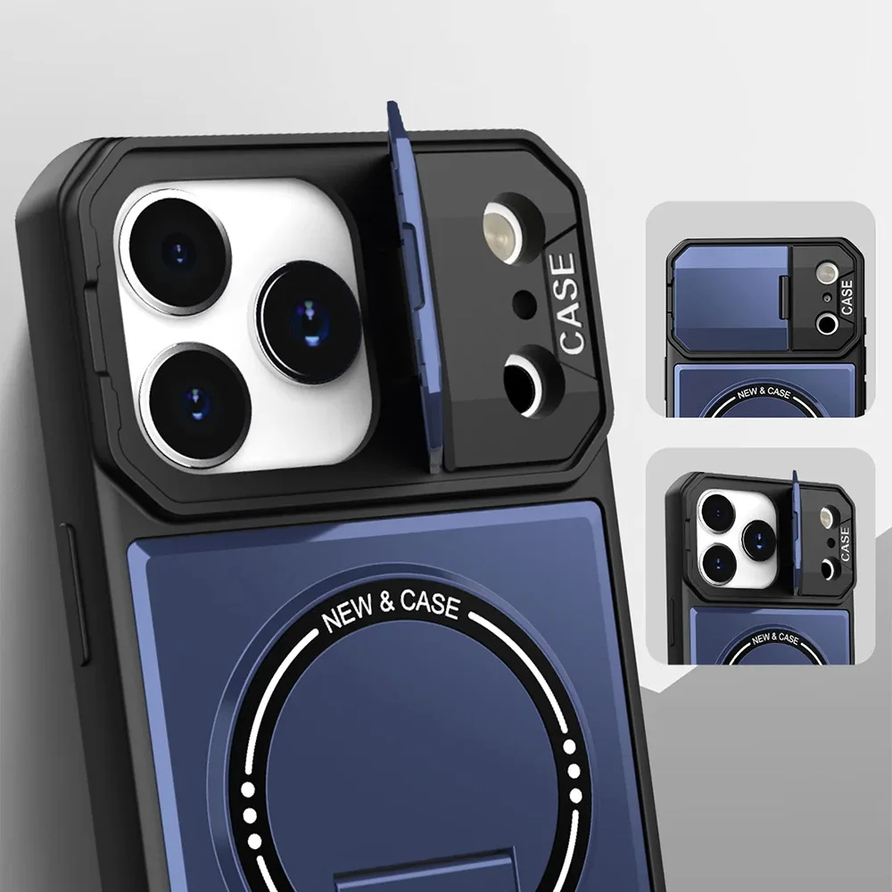 Magnetic Phone Case With Lens Protector And Foldable Stand_voghion.com