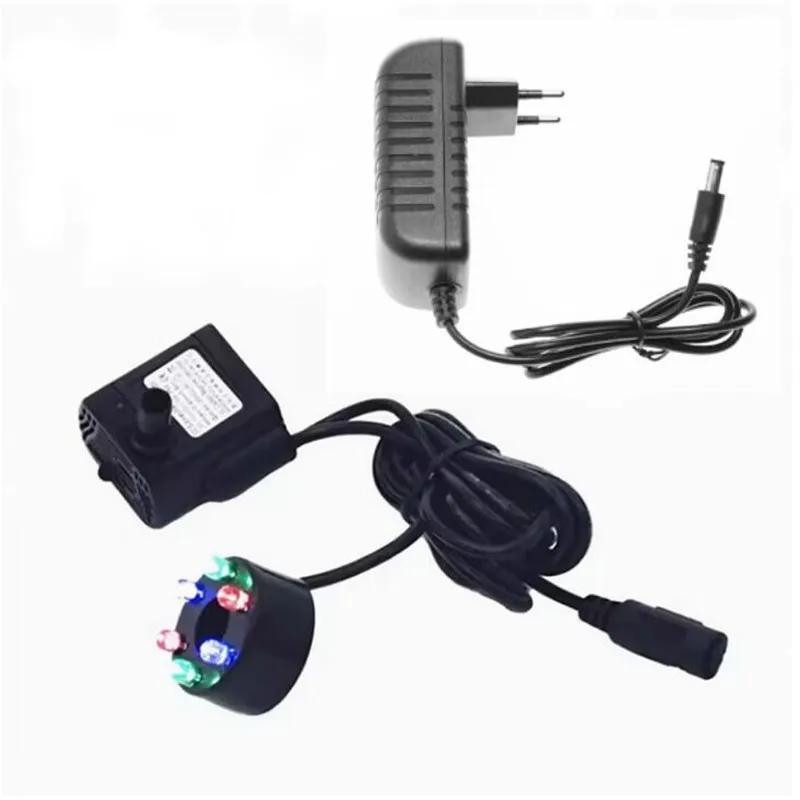 10W GPH 12V 전기 분수 펌프(6개의 따뜻한 조명 포함) 수중 워터 펌프 수족관용