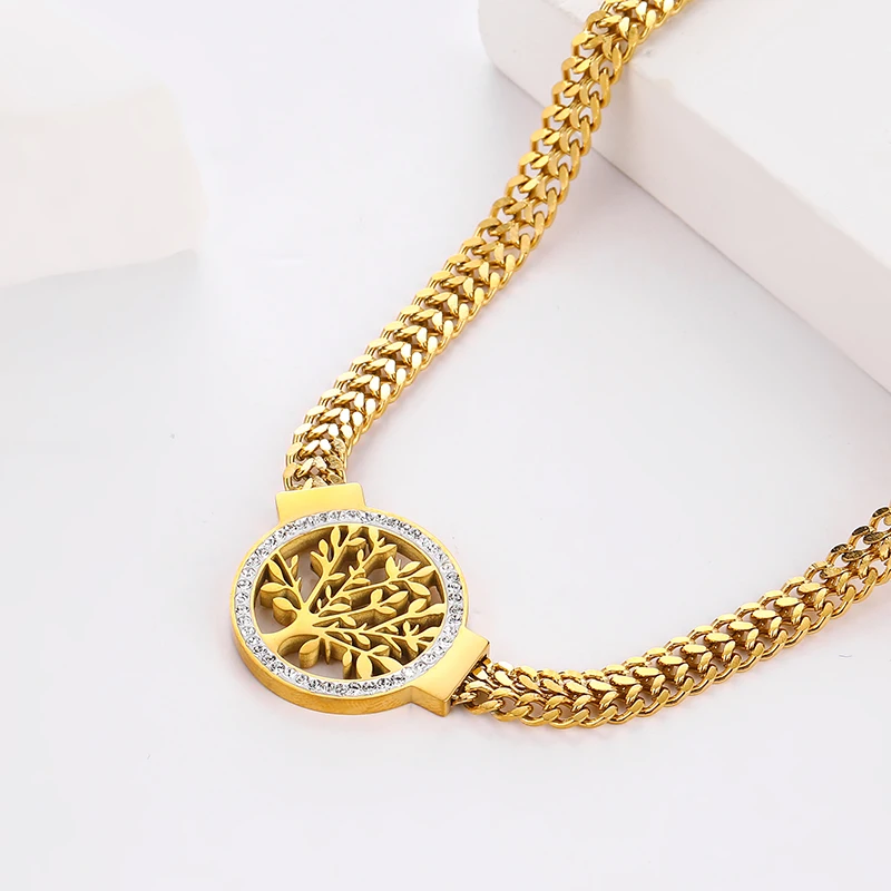 Tree Of Life Stainless Steel Gold Plated Necklace - Image 2