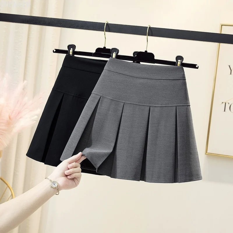 

Skirts Women Solid Color Pleated Students Daily All-match Retro Sundress Maiden Teens Simple Patchwork Casual Summer Empire Chic