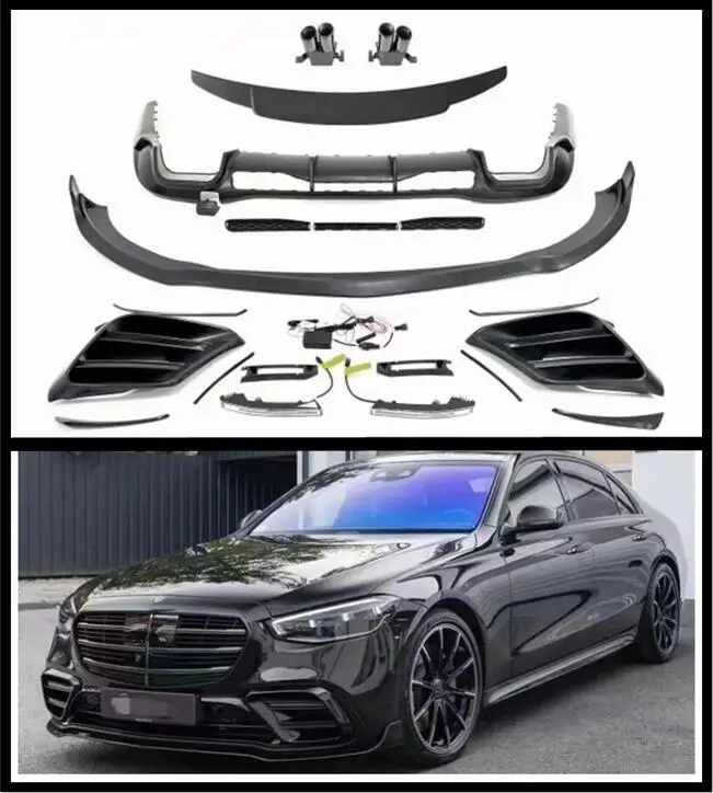 

Carbon Fiber Front Lip Rear Spoiler Trunk Diffuser Side Skirt Exhaust Body Full Kit For Mercedes-Benz W223 S400 S450 S500 S580