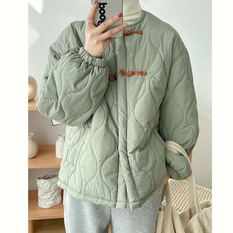 QOERLIN Detachable Scarf Bubble Coat Winter Thick Women Coat Korean Fashion Solid Single-Breasted Loose Casual Jacket Coat Lady