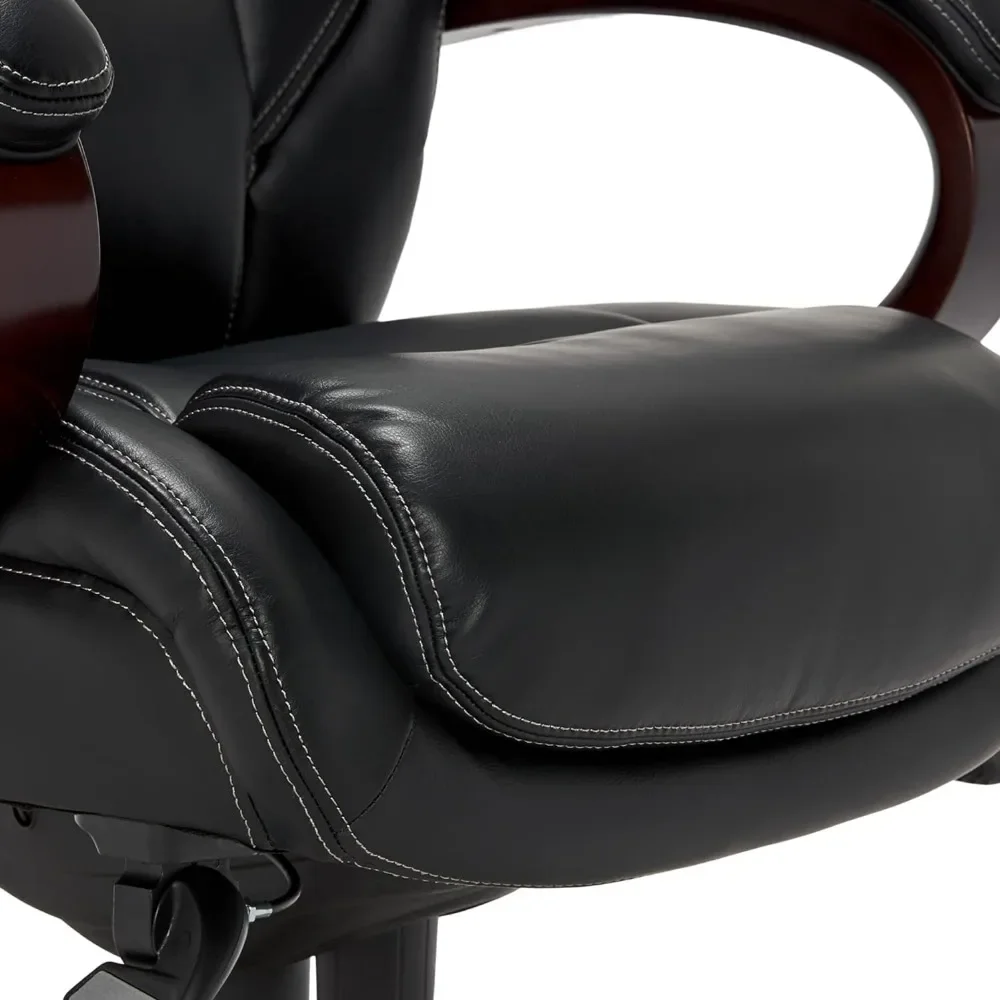Office Chair Cover Bellamy Executive Office Chair With Memory Foam Cushions Waterfall Seat Edge Bon Solid Wood Arms and Base 4
