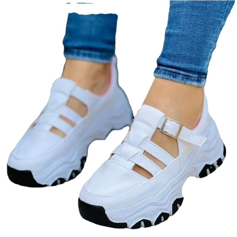 New Thick-soled Women's Sports Shoes Fashion Casual Comfortable Slip-on Flat Shoes Women's Heightening Vulcanized women shoes women sneakers