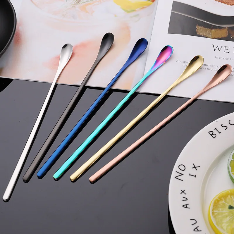 304 Stainless Steel Bar Spoons Long Handled Ice Cream Spoons Cocktail Dessert Spoon Tableware Kitchen Supplies 19/22.5cm