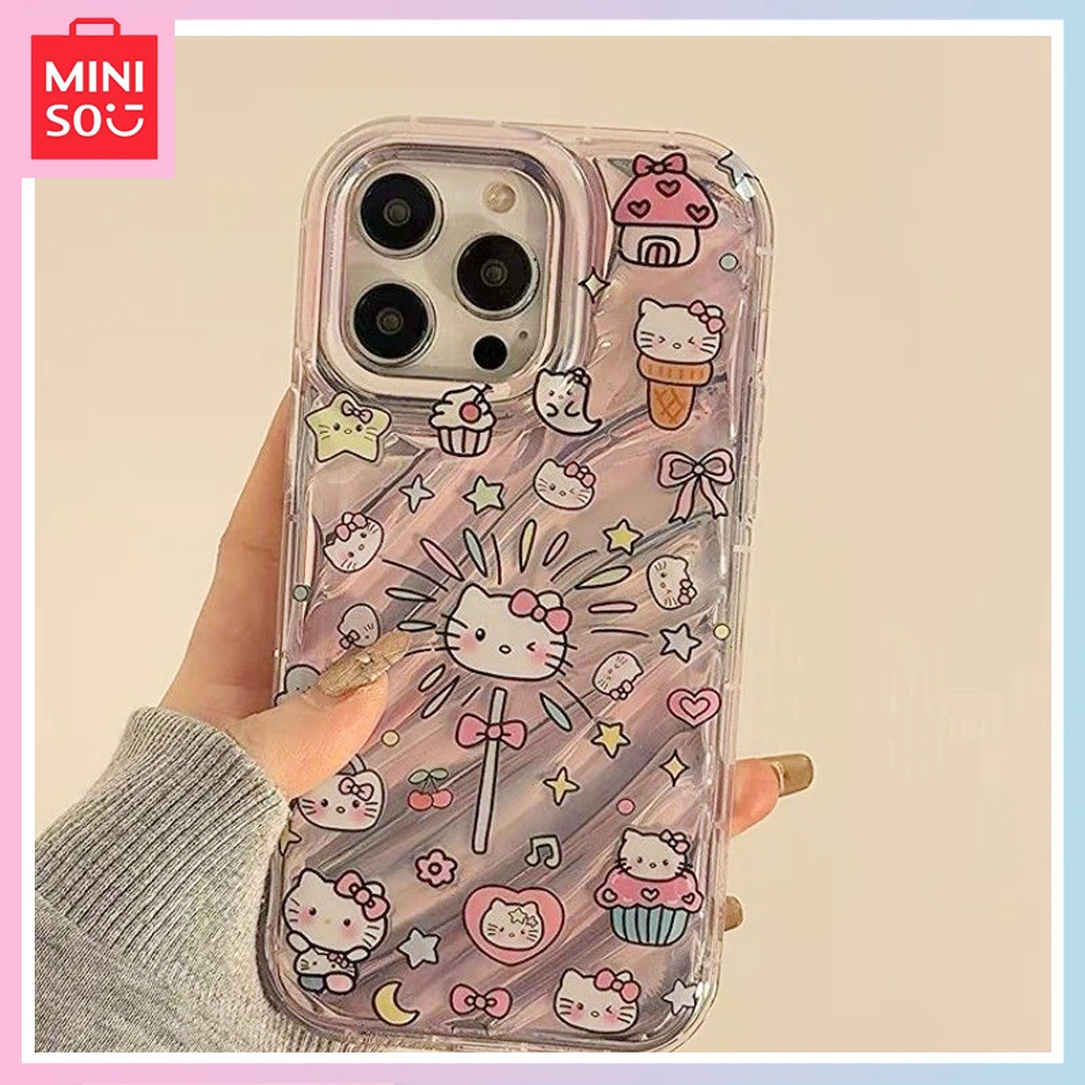

Miniso Fireworks Stick Hellokitty Gradient Phone Case Suitable for Iphone 1413 Promax New Iphone 7 8Plus Full Package Anti Drop