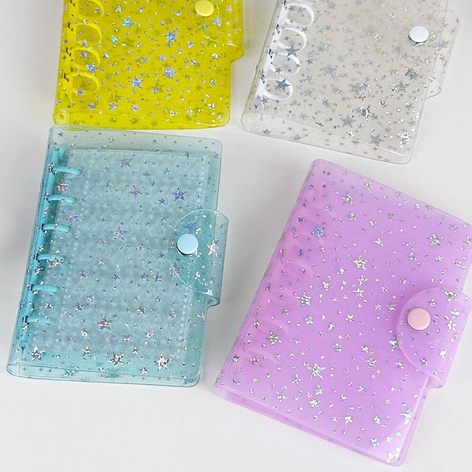 Flash Star PVC Layflat Journal Cover - DIY Binder for Photocard Collection, Diary, and Planner Stationery