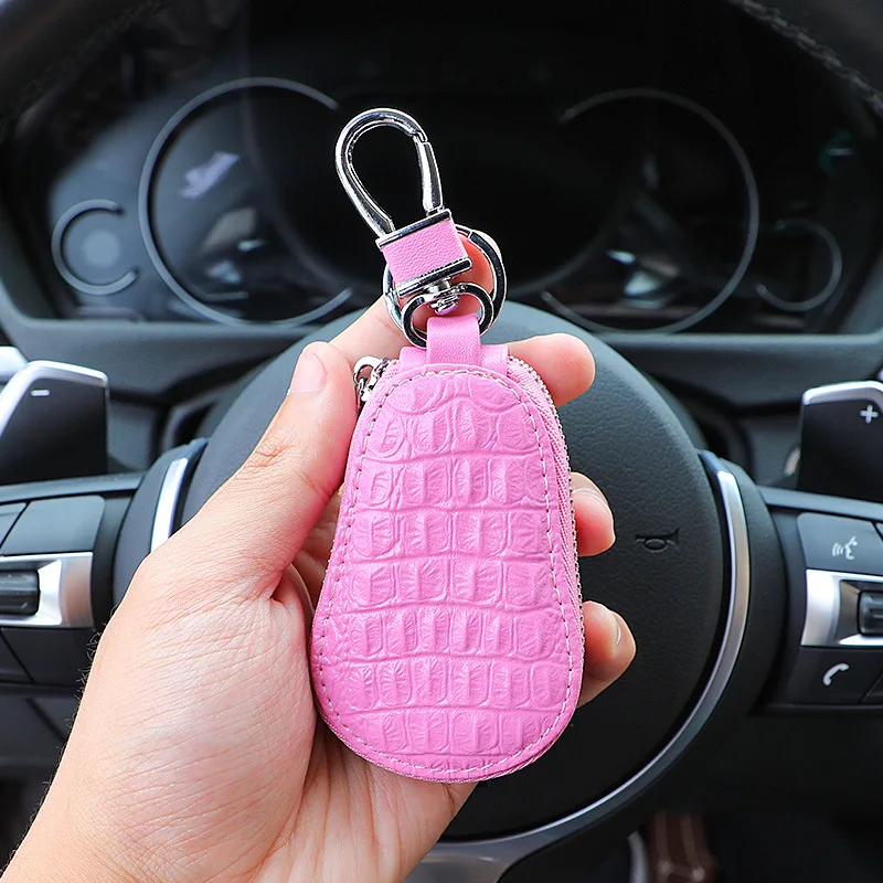 UnisexLeatherCarKeyBagKeychainCoversMenKeyHolderCarKey